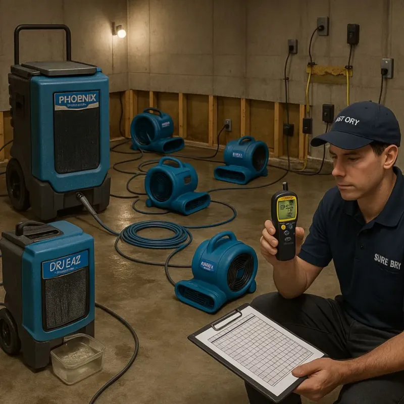 Structural Drying and Dehumidification process in Oxford, NC